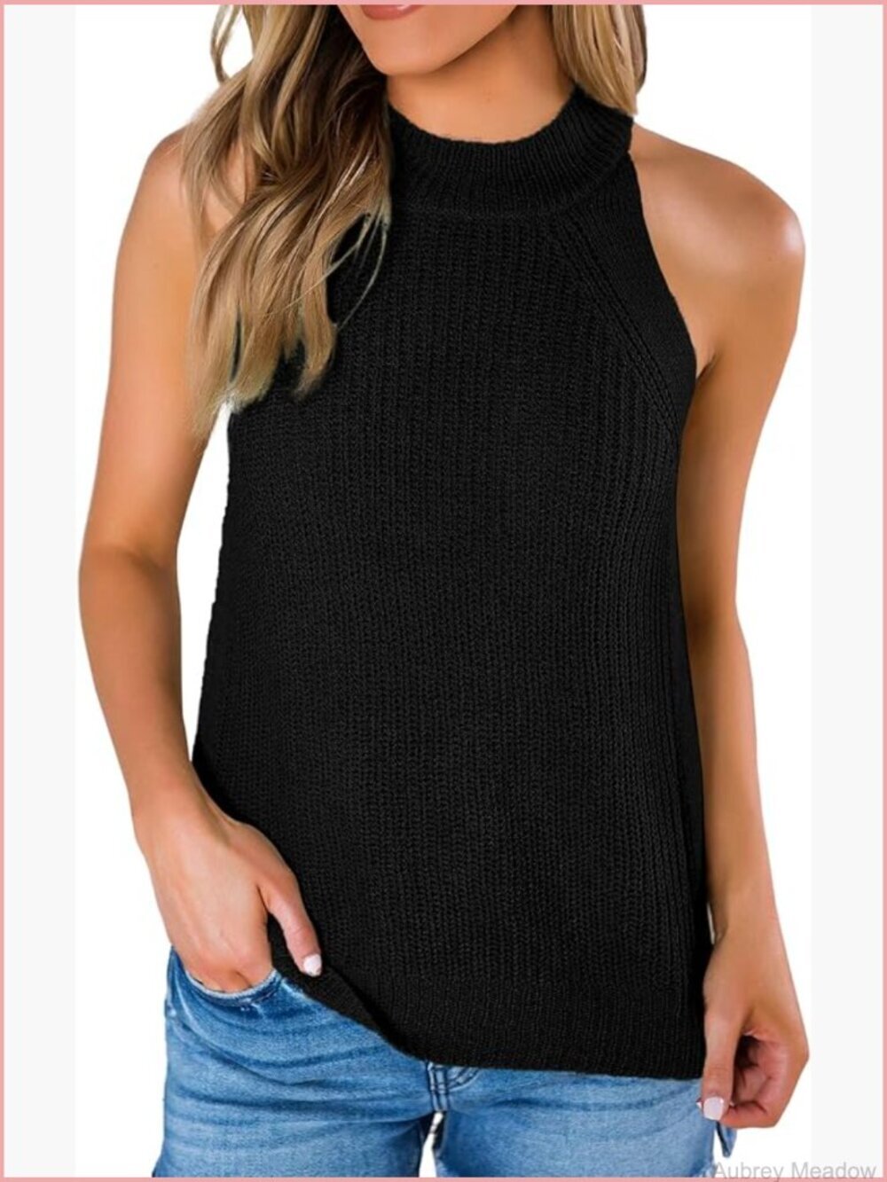 Sleeveless Knit Halter Neck Sweater Tank Top Summer Loose